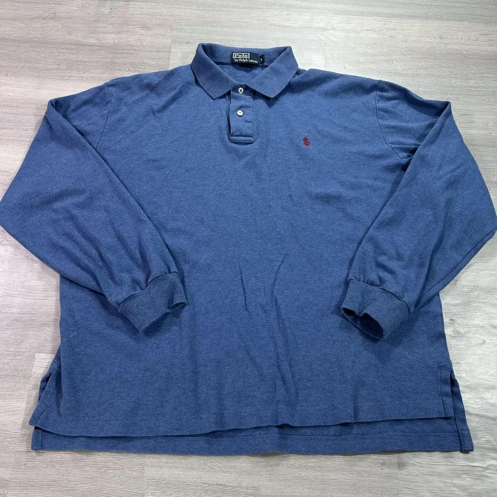 Polo By Ralph Lauren Polo Shirt Mens Large Blue Long Sleeve Classic Fit Cotton